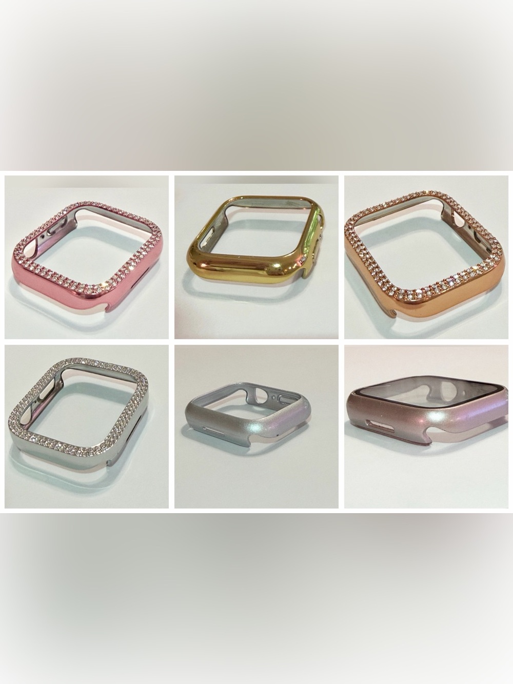 6 Apple Watch Series 7 Case Covers - Pink, Gold, Rose Gold, Silver, Rhinestone